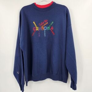 MC Sportswear Sweatshirt Color Me Grandma Sweatshirt Womens Size XL Navy Blue